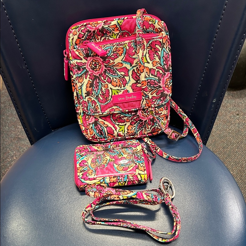 Vera Bradley Waterproof Sling Crossbody + Card & Coin Holder